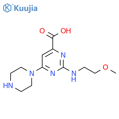 2-(2-methoxyethyl)amino-6-(piperazin-1-yl)pyrimidine-4-carboxylic acid structure