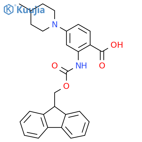 2-({[(9H-fluoren-9-yl)methoxy]carbonyl}amino)-4-(4-methylpiperidin-1-yl)benzoic acid structure