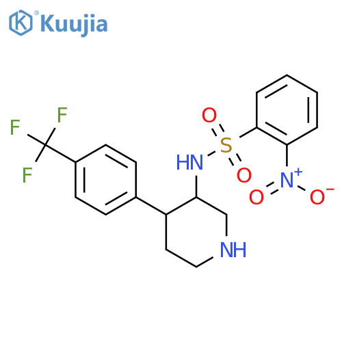 2-nitro-N-{4-[4-(trifluoromethyl)phenyl]piperidin-3-yl}benzene-1-sulfonamide structure