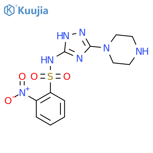 2-nitro-N-[5-(piperazin-1-yl)-4H-1,2,4-triazol-3-yl]benzene-1-sulfonamide structure