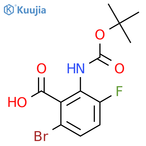 6-bromo-2-{(tert-butoxy)carbonylamino}-3-fluorobenzoic acid structure