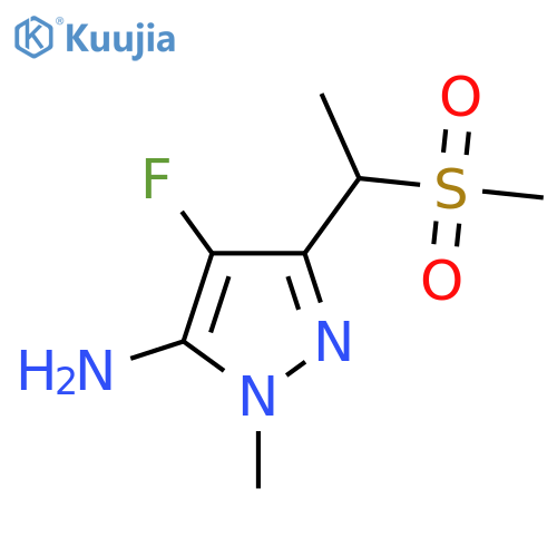4-fluoro-3-(1-methanesulfonylethyl)-1-methyl-1H-pyrazol-5-amine structure