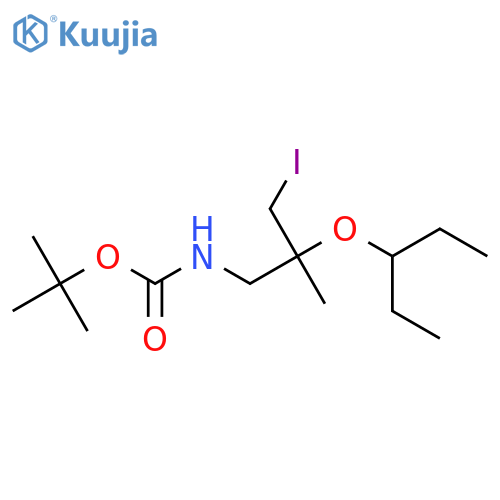 tert-butyl N-3-iodo-2-methyl-2-(pentan-3-yloxy)propylcarbamate structure