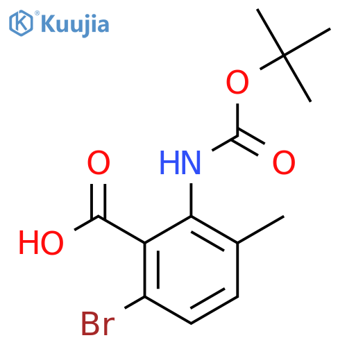 6-bromo-2-{(tert-butoxy)carbonylamino}-3-methylbenzoic acid structure