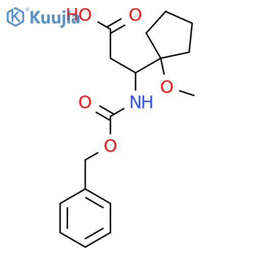 3-{(benzyloxy)carbonylamino}-3-(1-methoxycyclopentyl)propanoic acid structure