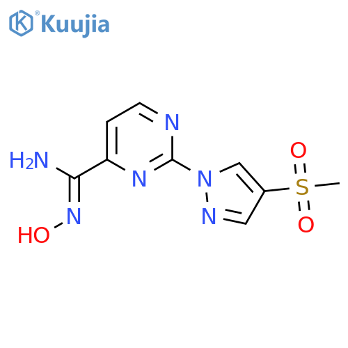 N'-hydroxy-2-(4-methanesulfonyl-1H-pyrazol-1-yl)pyrimidine-4-carboximidamide structure