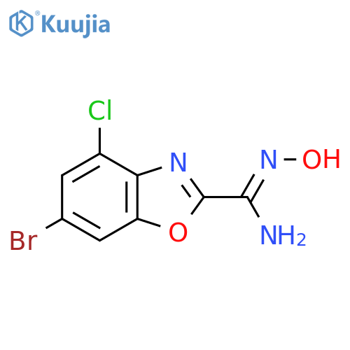 6-bromo-4-chloro-N'-hydroxy-1,3-benzoxazole-2-carboximidamide structure
