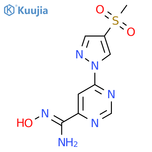 N'-hydroxy-6-(4-methanesulfonyl-1H-pyrazol-1-yl)pyrimidine-4-carboximidamide structure