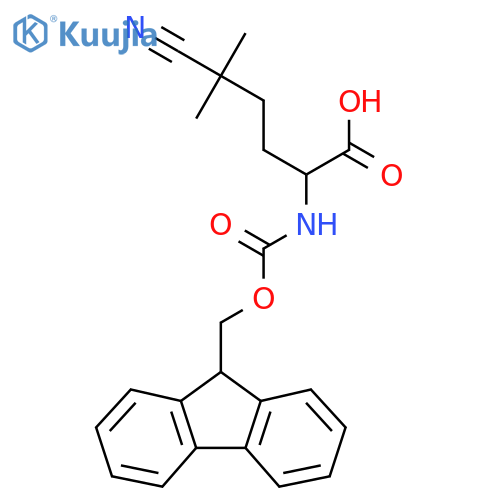5-cyano-2-({(9H-fluoren-9-yl)methoxycarbonyl}amino)-5,5-dimethylpentanoic acid structure