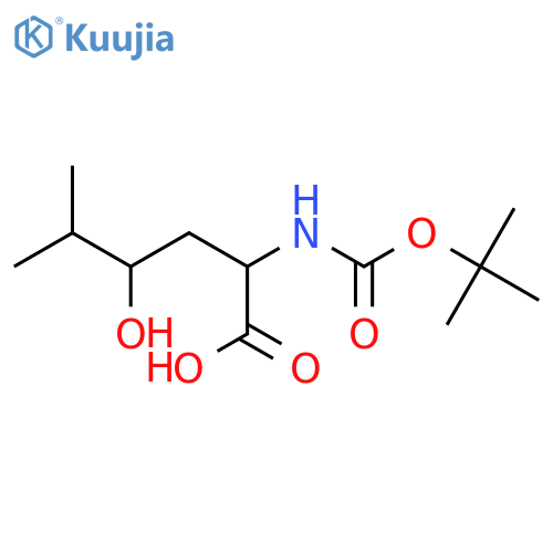 2-{(tert-butoxy)carbonylamino}-4-hydroxy-5-methylhexanoic acid structure