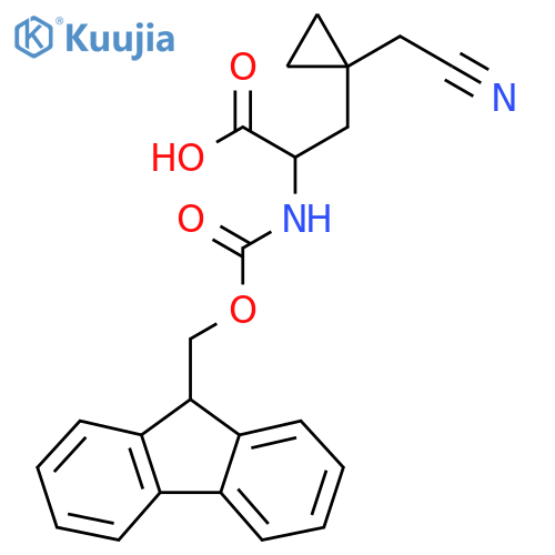 3-1-(cyanomethyl)cyclopropyl-2-({(9H-fluoren-9-yl)methoxycarbonyl}amino)propanoic acid structure