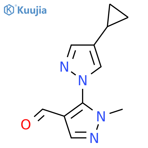 5-(4-cyclopropyl-1H-pyrazol-1-yl)-1-methyl-1H-pyrazole-4-carbaldehyde structure