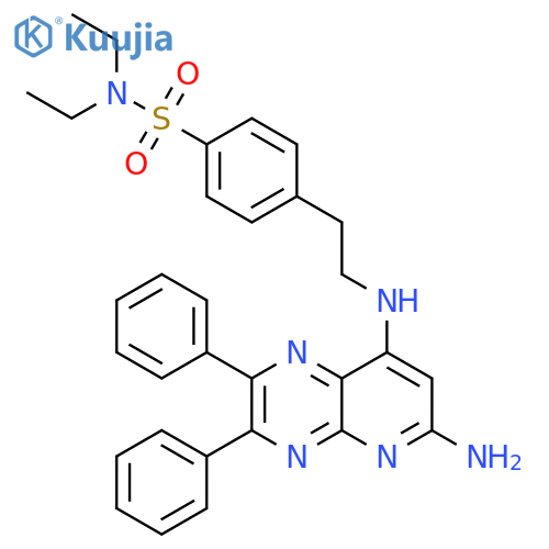 benzenesulfonamide, p-[2-[(6-amino-2,3-diphenylpyrido[2,3-b]pyrazin-8-yl)amino]ethyl]-n,n-diethyl-, monohydrochloride structure
