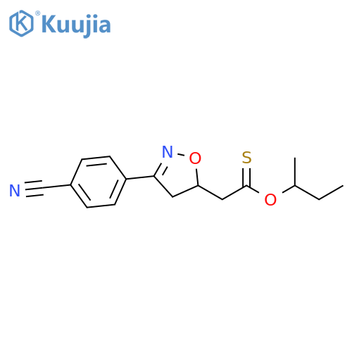 5-Isoxazoleethanethioic acid, 3-(4-cyanophenyl)-4,5-dihydro-, S-butyl ester structure