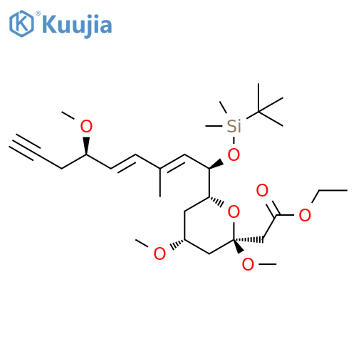 2H-Pyran-2-acetic acid, 6-[(1R,2E,4E,6R)-1-[[(1,1-dimethylethyl)dimethylsilyl]oxy]-6-methoxy-3-methyl-2,4-nonadien-8-yn-1-yl]tetrahydro-2,4-dimethoxy-, ethyl ester, (2S,4R,6R)- structure