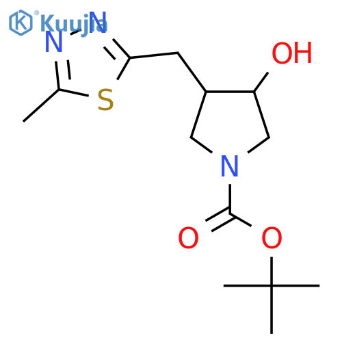 tert-butyl 3-hydroxy-4-(5-methyl-1,3,4-thiadiazol-2-yl)methylpyrrolidine-1-carboxylate structure