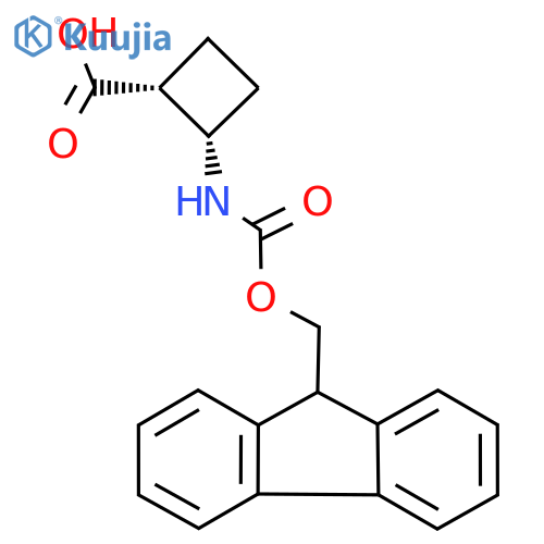 (1R,2S)-2-(9H-fluoren-9-ylmethoxycarbonylamino)cyclobutanecarboxylic acid structure