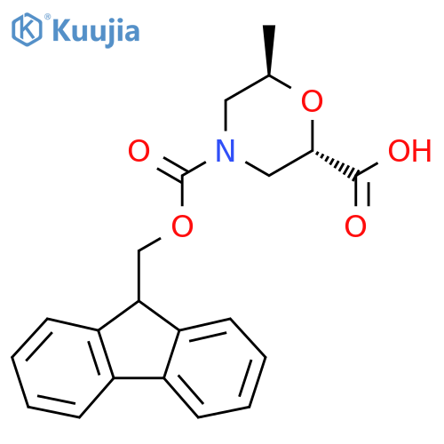 (2S,6R)-4-(((9H-fluoren-9-yl)methoxy)carbonyl)-6-methylmorpholine-2-carboxylic acid structure