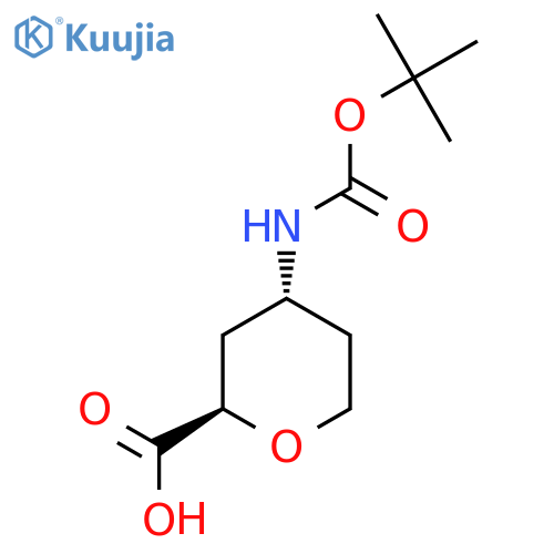 (2R,4R)-4-{[(tert-butoxy)carbonyl]amino}oxane-2-carboxylic acid structure
