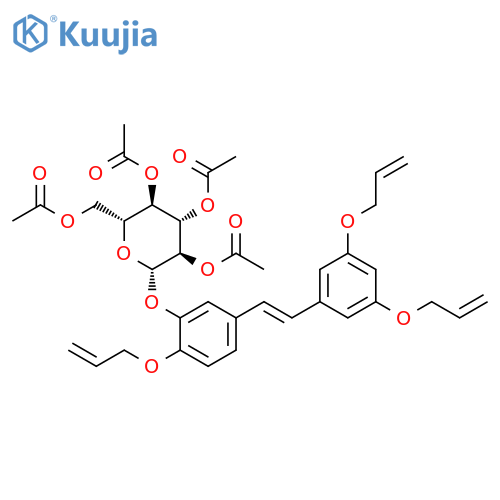 β-D-Glucopyranoside, 5-[(1E)-2-[3,5-bis(2-propen-1-yloxy)phenyl]ethenyl]-2-(2-propen-1-yloxy)phenyl, 2,3,4,6-tetraacetate structure