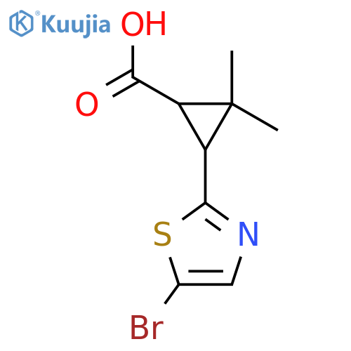 3-(5-bromo-1,3-thiazol-2-yl)-2,2-dimethylcyclopropane-1-carboxylic acid structure