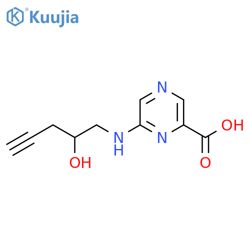 6-(2-hydroxypent-4-yn-1-yl)aminopyrazine-2-carboxylic acid structure
