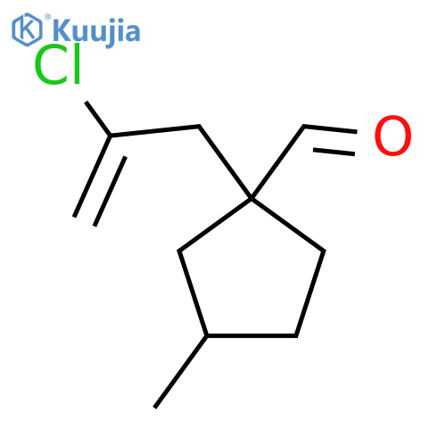 1-(2-chloroprop-2-en-1-yl)-3-methylcyclopentane-1-carbaldehyde structure