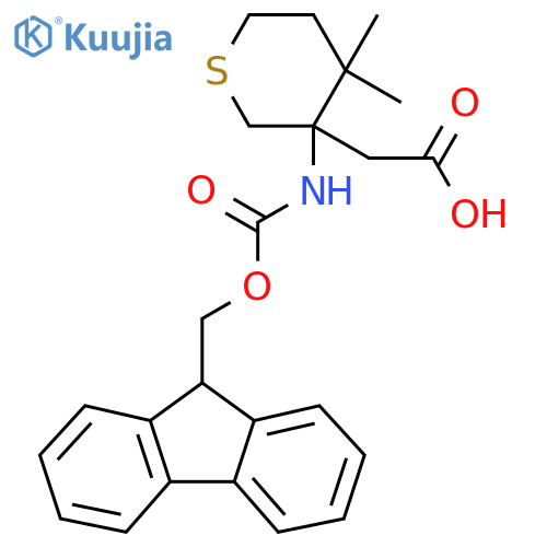 2-3-({(9H-fluoren-9-yl)methoxycarbonyl}amino)-4,4-dimethylthian-3-ylacetic acid structure