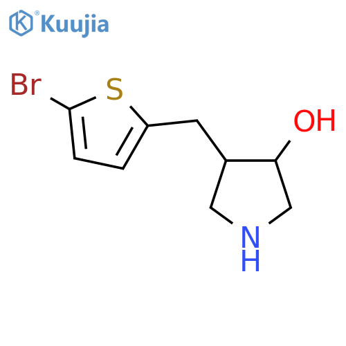 4-(5-bromothiophen-2-yl)methylpyrrolidin-3-ol structure