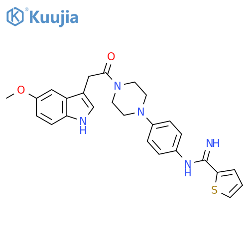 Piperazine,1-[4-[(imino-2-thienylmethyl)amino]phenyl]-4-[(5-methoxy-1H-indol-3-yl)acetyl]- structure