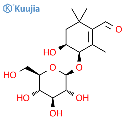 1-Cyclohexene-1-carboxaldehyde, 3-(β-D-glucopyranosyloxy)-4-hydroxy-2,6,6-trimethyl-, (3R,4S)- structure