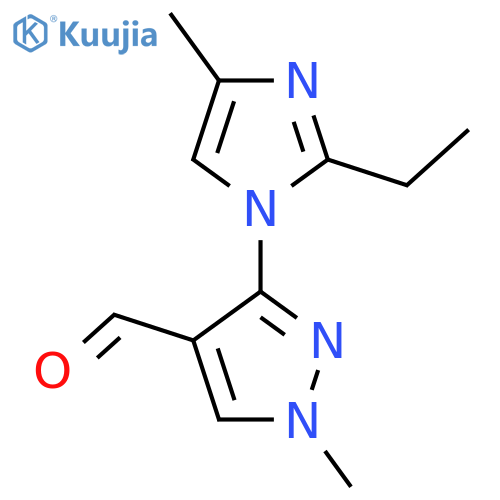 3-(2-ethyl-4-methyl-1H-imidazol-1-yl)-1-methyl-1H-pyrazole-4-carbaldehyde structure