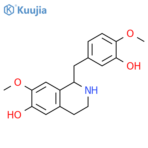 6-Isoquinolinol,1,2,3,4-tetrahydro-1-[(3-hydroxy-4-methoxyphenyl)methyl]-7-methoxy- structure