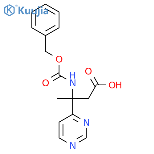 3-{(benzyloxy)carbonylamino}-3-(pyrimidin-4-yl)butanoic acid structure