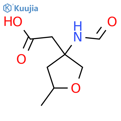 2-(3-formamido-5-methyloxolan-3-yl)acetic acid structure