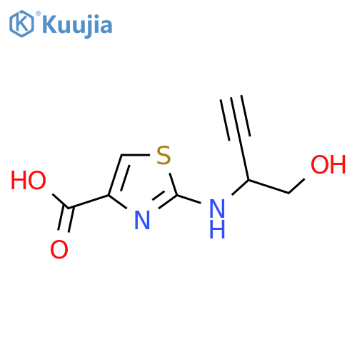 2-(1-hydroxybut-3-yn-2-yl)amino-1,3-thiazole-4-carboxylic acid structure