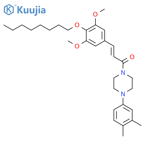 2-Propen-1-one,3-[3,5-dimethoxy-4-(octyloxy)phenyl]-1-[4-(3,4-dimethylphenyl)-1-piperazinyl]-,(2E)- structure