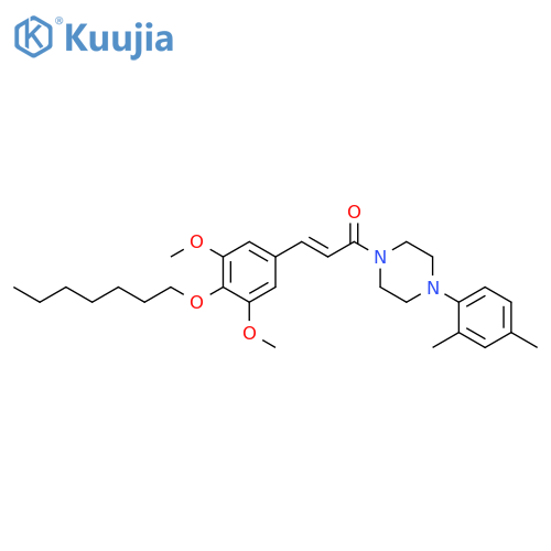 Piperazine,1-(2,4-dimethylphenyl)-4-[(2E)-3-[4-(heptyloxy)-3,5-dimethoxyphenyl]-1-oxo-2-propenyl]- structure