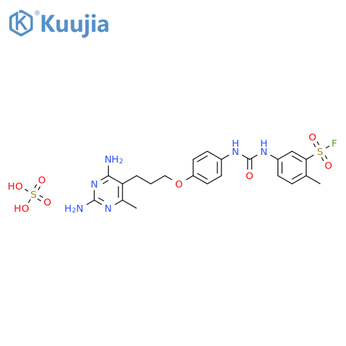 5-[[4-[3-(2,4-diamino-6-methylpyrimidin-5-yl)propoxy]phenyl]carbamoylamino]-2-methylbenzenesulfonyl Fluoride;sulfuric Acid structure