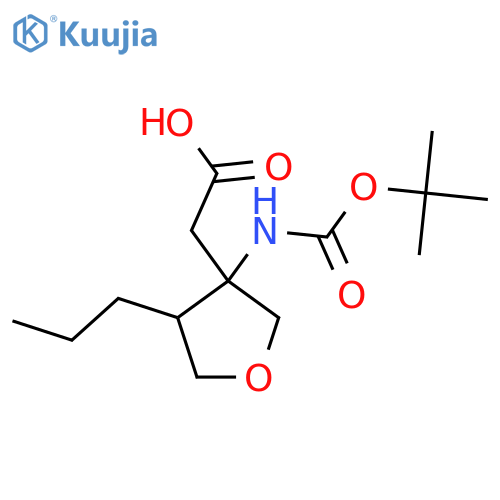 2-(3-{(tert-butoxy)carbonylamino}-4-propyloxolan-3-yl)acetic acid structure