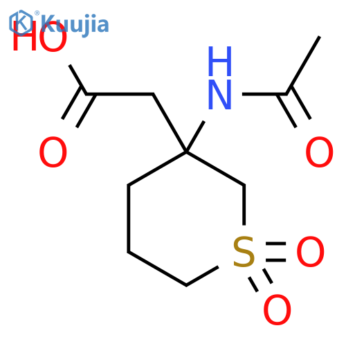 2-(3-Acetamido-1,1-dioxo-1lambda6-thian-3-yl)acetic acid structure