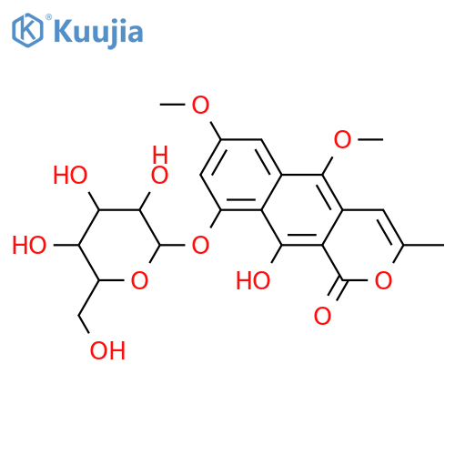 5,7,9,10-Tetrahydroxy-3-methyl-1H-naphtho[2,3-c]pyran-1-one; 5,7-Di-Me ether, 9-O-β-D-glucopyranoside structure