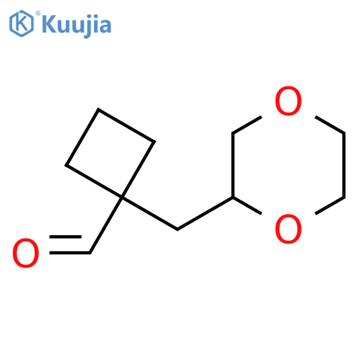 1-(1,4-dioxan-2-yl)methylcyclobutane-1-carbaldehyde structure