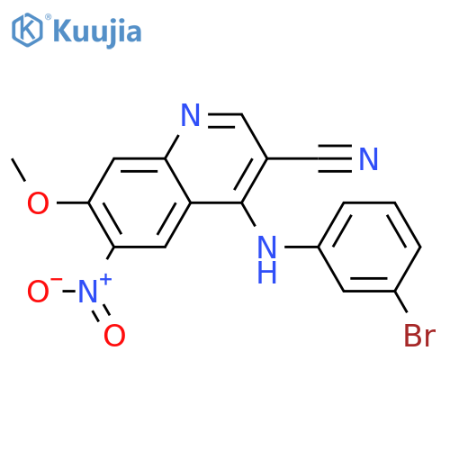 3-Quinolinecarbonitrile, 4-[(3-bromophenyl)amino]-7-methoxy-6-nitro- structure
