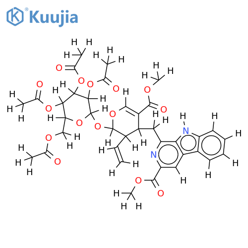 1-[(4S)-5-methoxycarbonyl-2t-(tetra-O-acetyl-beta-D-glucopyranosyloxy)-3c-vinyl-3,4-dihydro-2H-pyran-4r-ylmethyl]-9H-beta-carboline-3-carboxylic acid methyl ester structure