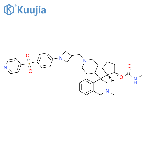 Cyclopentanol, 2-[1,2,3,4-tetrahydro-2-methyl-4-[1-[[1-[4-(4-pyridinylsulfonyl)phenyl]-3-azetidinyl]methyl]-4-piperidinyl]-4-isoquinolinyl]-, 1-(N-methylcarbamate), (1S,2R)- structure