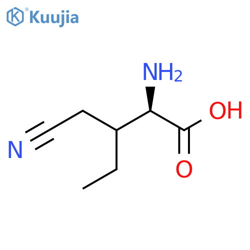 (2R)-2-amino-4-cyano-3-ethylbutanoic acid structure