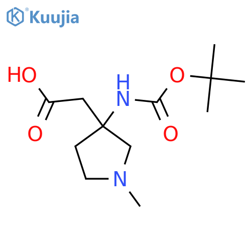 2-(3-{(tert-butoxy)carbonylamino}-1-methylpyrrolidin-3-yl)acetic acid structure