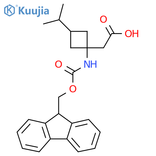 2-1-({(9H-fluoren-9-yl)methoxycarbonyl}amino)-3-(propan-2-yl)cyclobutylacetic acid structure