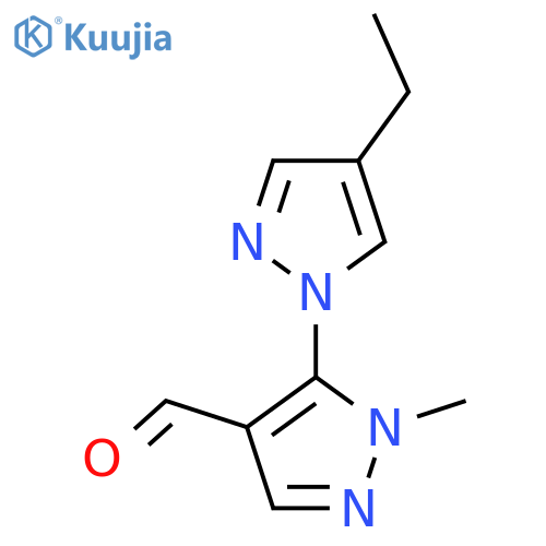 5-(4-ethyl-1H-pyrazol-1-yl)-1-methyl-1H-pyrazole-4-carbaldehyde structure